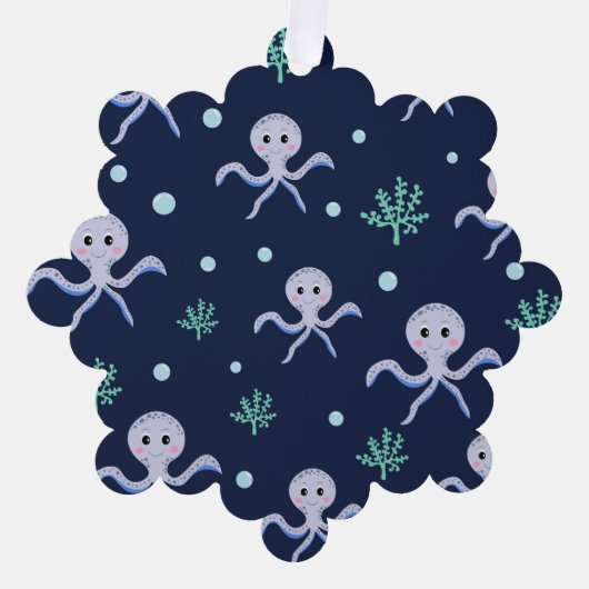 Octopus onder het zee kinder patroon ornament kaart (Voorkant)
