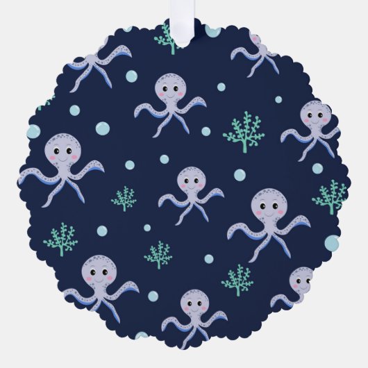Octopus onder het zee kinder patroon ornament kaart (Voorkant)