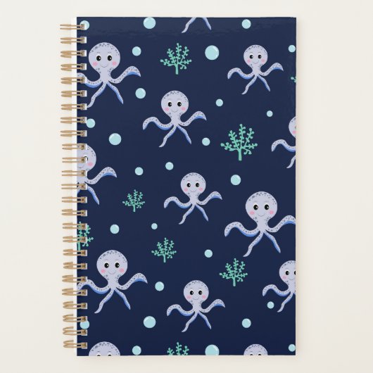 Octopus onder het zee kinder patroon planner (Voorkant)