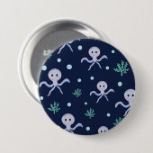 Octopus onder het zee kinder patroon ronde button 7,6 cm (Voorkant /achterkant)