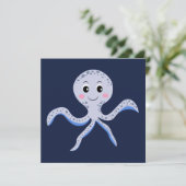 Octopus onder het zee kinder patroon save the date (Staand voorkant)