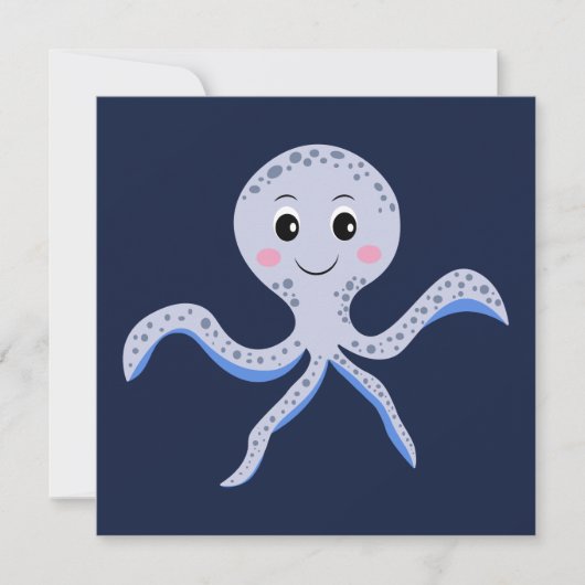 Octopus onder het zee kinder patroon save the date (Voorkant)