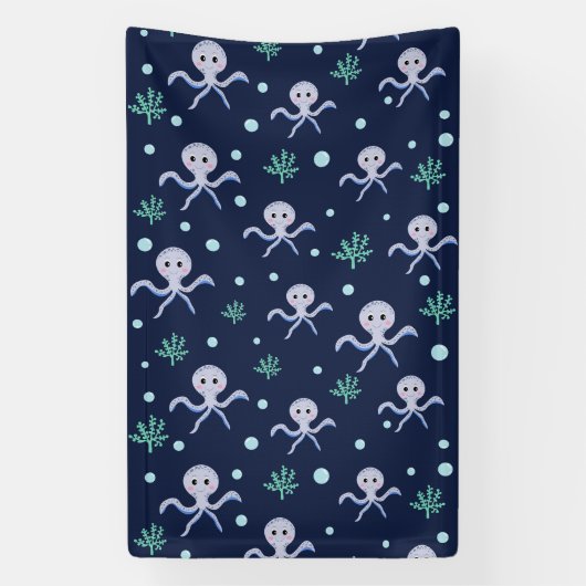 Octopus onder het zee kinder patroon spandoek (Verticaal)