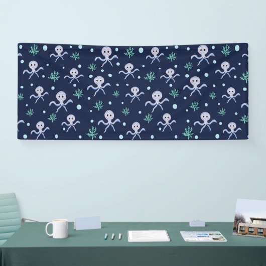 Octopus onder het zee kinder patroon spandoek (Beurs)