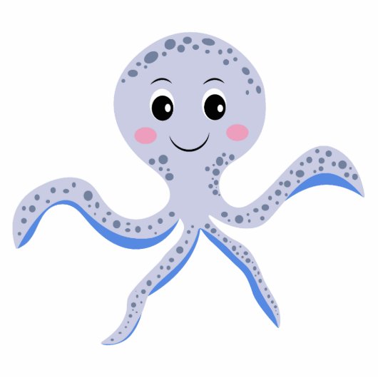 Octopus onder het zee kinder patroon staand fotobeeldje  (Voorkant)