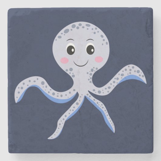 Octopus onder het zee kinder patroon stenen onderzetter (Voorkant)
