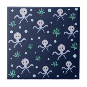 Octopus onder het zee kinder patroon tegeltje