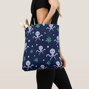 Octopus onder het zee kinder patroon tote bag