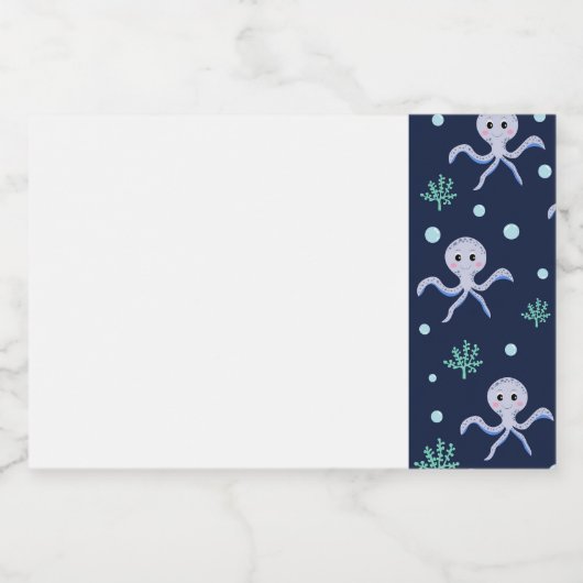 Octopus onder het zee kinder patroon voedselcontainer etiket (Enkel label)