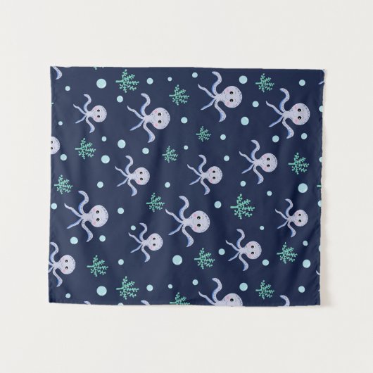 Octopus onder het zee kinder patroon wandkleed (Voorkant (horizontaal))