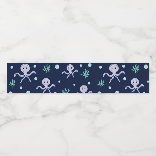 Octopus onder het zee kinder patroon waterfles etiket (Enkel label)