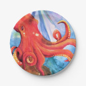 Octopus "Onder het Zee" Papieren Bordje (Voorkant)