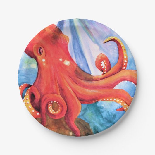 Octopus "Onder het Zee" Papieren Bordje (Voorkant)