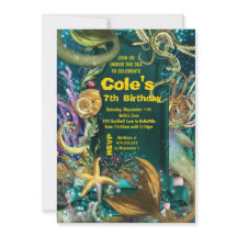 Octopus Onder het Zee Zeemeermin Party Invite