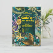 Octopus Onder het Zee Zeemeermin Party Invite Kaart (Staand voorkant)