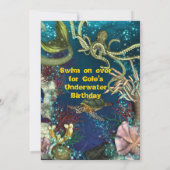 Octopus Onder het Zee Zeemeermin Party Invite Kaart (Achterkant)