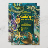 Octopus Onder het Zee Zeemeermin Party Invite Kaart (Voorkant / Achterkant)