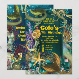 Octopus Onder het Zee Zeemeermin Party Invite Kaart