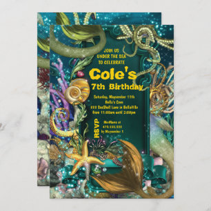 Octopus Onder het Zee Zeemeermin Party Invite Kaart