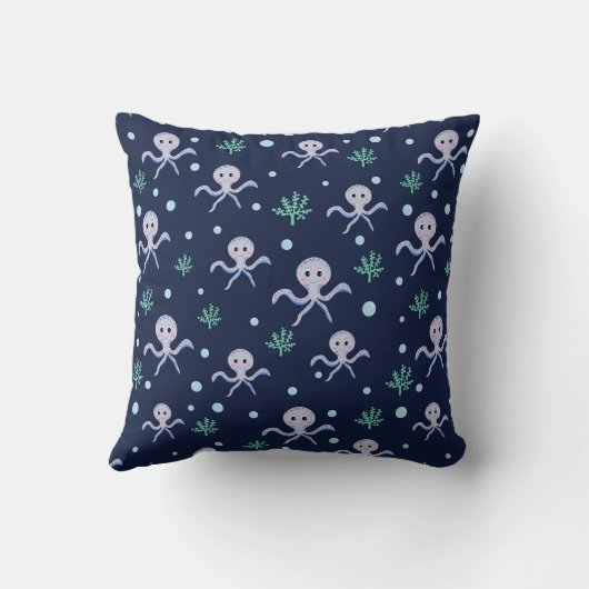 Octopus onder zee kinderpatroon kussen (Achterkant)