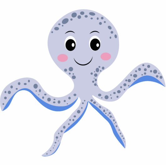 Octopus onder zee kinderpatroon staand fotobeeldje (Voorkant)