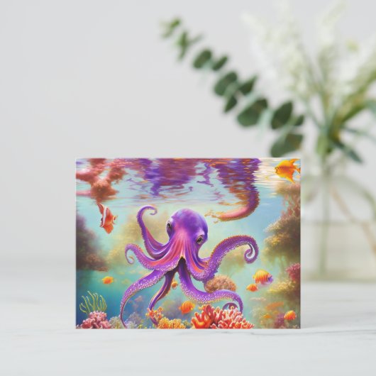Octopus onderwater briefkaart (Staand voorkant)