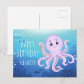 Octopus Onderwater Schattige Octopus Gelukkige Ver Briefkaart (Voorkant / Achterkant)