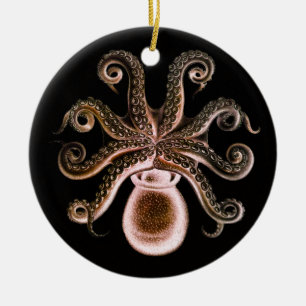 Octopus One - Red Keramisch Ornament