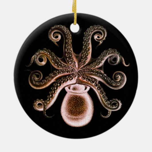 Octopus One - Red Keramisch Ornament (Achterkant)
