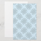Octopus op blauw patroon briefpapier (Voorkant / Achterkant)