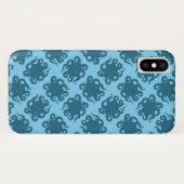 Octopus op blauw patroon Case-Mate iPhone case (Achterkant (horizontaal))