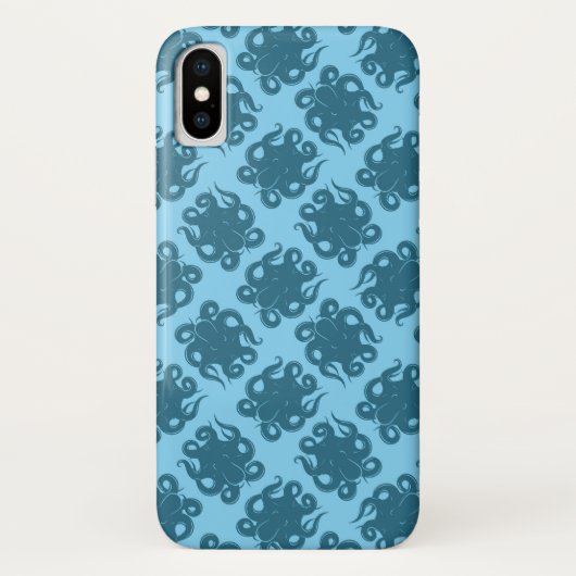 Octopus op blauw patroon Case-Mate iPhone case (Achterkant)