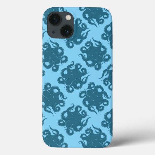 Octopus op blauw patroon Case-Mate iPhone case (Achterkant)