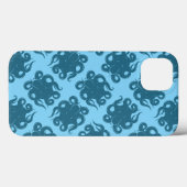 Octopus op blauw patroon Case-Mate iPhone case (Achterkant (horizontaal))
