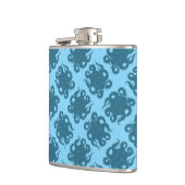 Octopus op blauw patroon heupfles (Links)