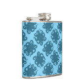 Octopus op blauw patroon heupfles (Rechts)