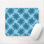 Octopus op blauw patroon muismat (Met muis)