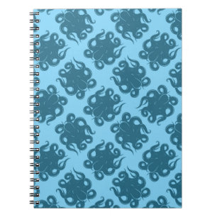 Octopus op blauw patroon notitieboek