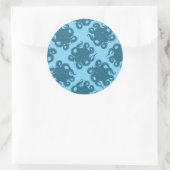 Octopus op blauw patroon ronde sticker (Tas)