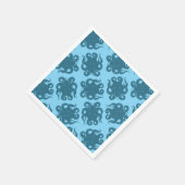 Octopus op blauw patroon servet (Hoek)