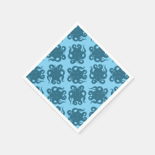Octopus op blauw patroon servet (Hoek)