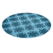 Octopus op blauw patroon snijplank (Hoek)