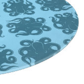 Octopus op blauw patroon snijplank (Hoek)
