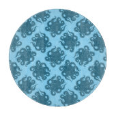 Octopus op blauw patroon snijplank (Voorkant)
