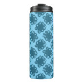 Octopus op blauw patroon thermosbeker (Voorkant)