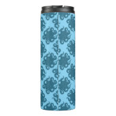 Octopus op blauw patroon thermosbeker (Achterkant)