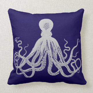  octopus op blauwe kussen