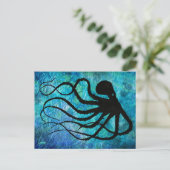 Octopus op Bluegreen - Briefkaart (Staand voorkant)