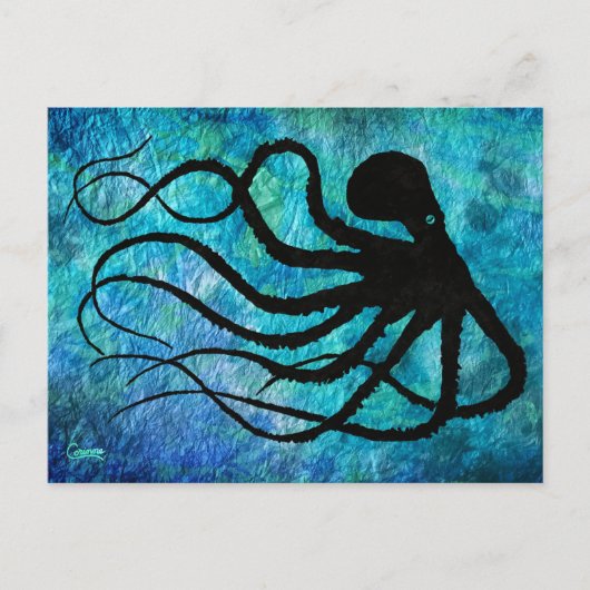 Octopus op Bluegreen - Briefkaart (Voorkant)