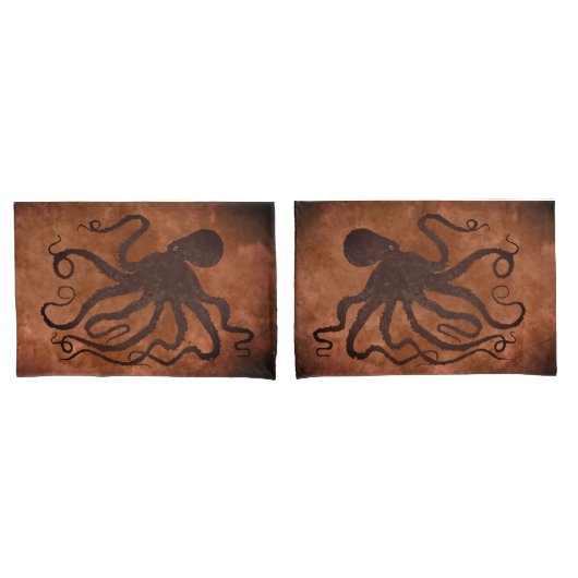 Octopus op chocolade - set standaardloodszaken kussensloop (Voorkant-Set)
